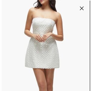 Dessy Collection Imitation Pearl Sequin Mesh Minidress